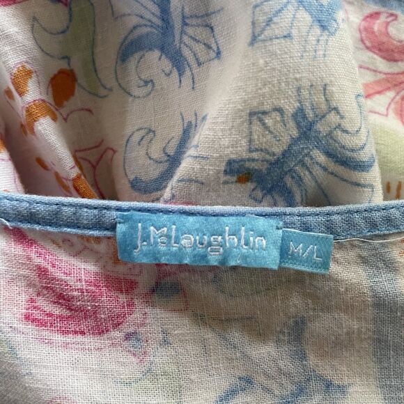 J McLaughlin Dress Poncho Linen Viscose V-Neck Cover Up Womens M/L - Picture 3 of 7